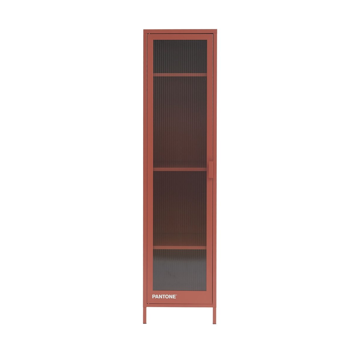Vestiaire en acier et porte en verre cannelé terracotta / tcx 18-1434, PANTONE