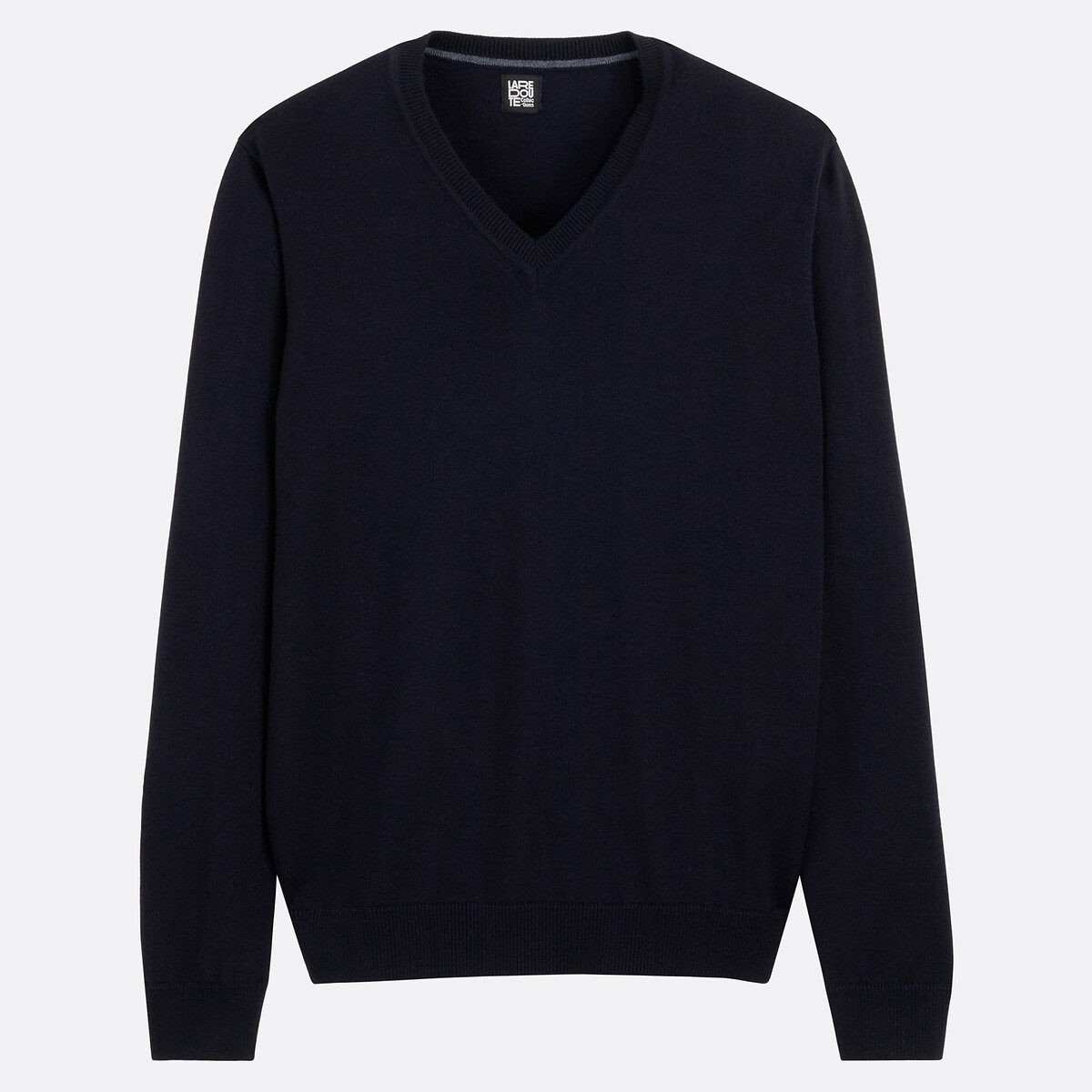 Pull col V en mérinos bleu marine foncé, LA REDOUTE COLLECTIONS