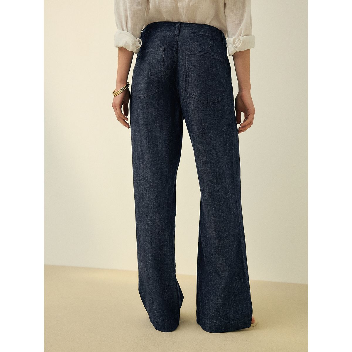 Jean tailleur large en lin mélangé n. premium bleu indigo, NEXT