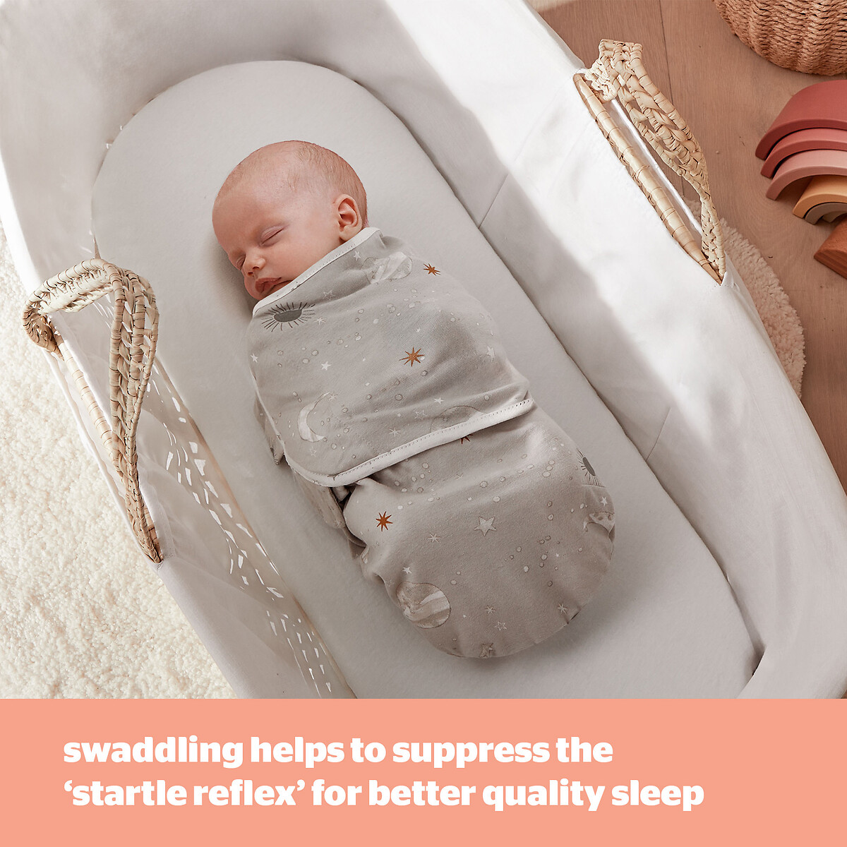 Safe Nights Set of 3 Celestial Moon and Stars Swaddle multi-coloured, SILENTNIGHT