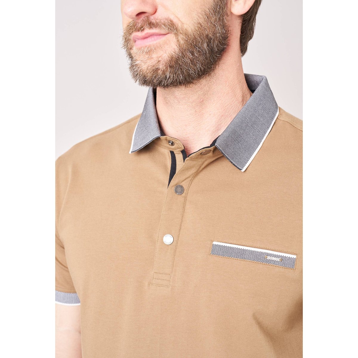 Polo regular homme en jersey coton EAGLE mocha, DEELUXE
