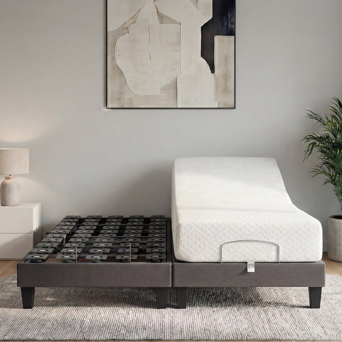 Ensemble Matelas Mémoire de forme ABSOLU avec sommier MONDOR blanc, BELLECOUR