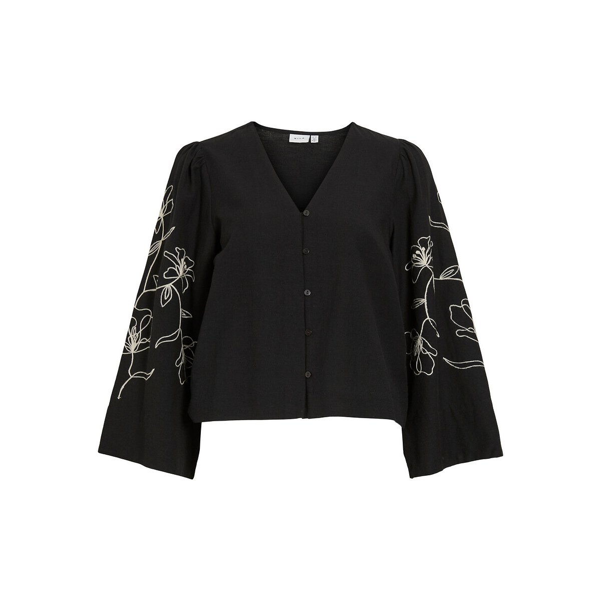 Blouse brodée manches longues noir, VILA