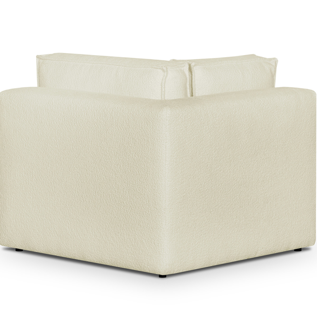 Canapé d'angle droit convertible 10 places en tissu bouclé - HARPER MOD ecru, HOMIFAB