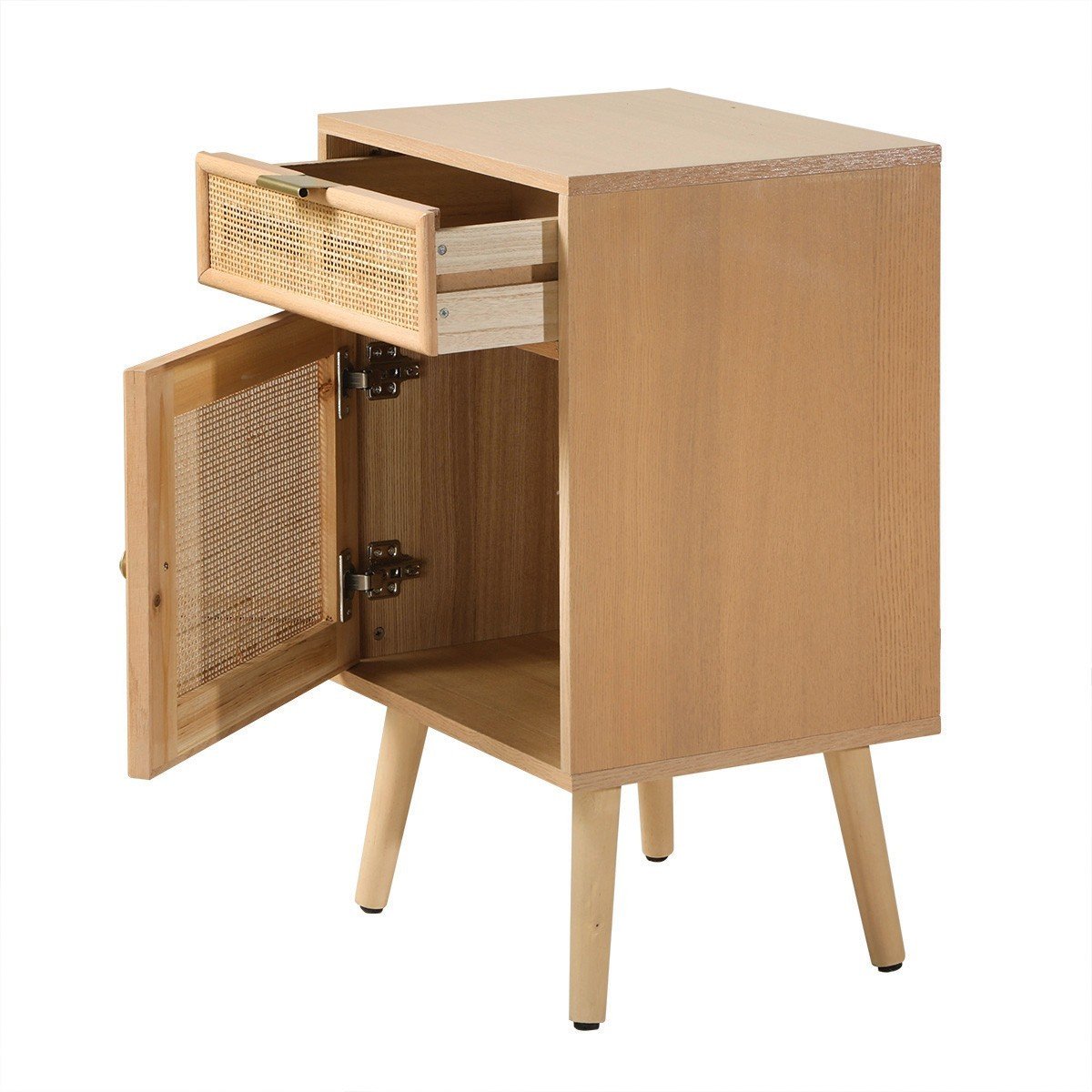 Table de chevet avec cannage en rotin naturel - MIYA bois clair, CALICOSY