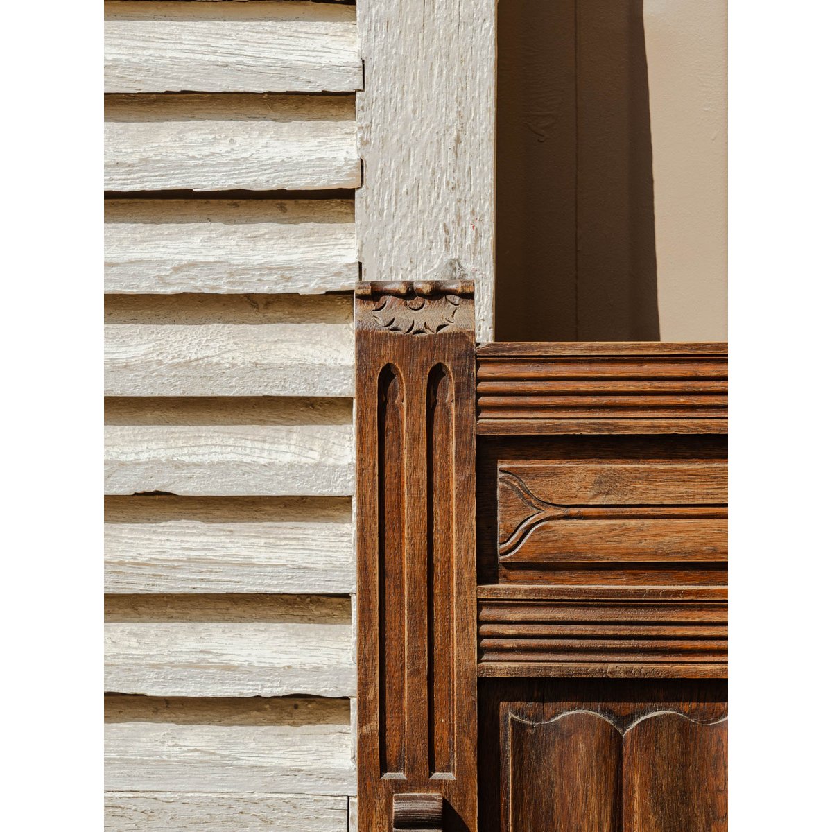 Banc coffre d'église en bois Antoine N°414 - Bon état bois foncé, DEBONGOUT