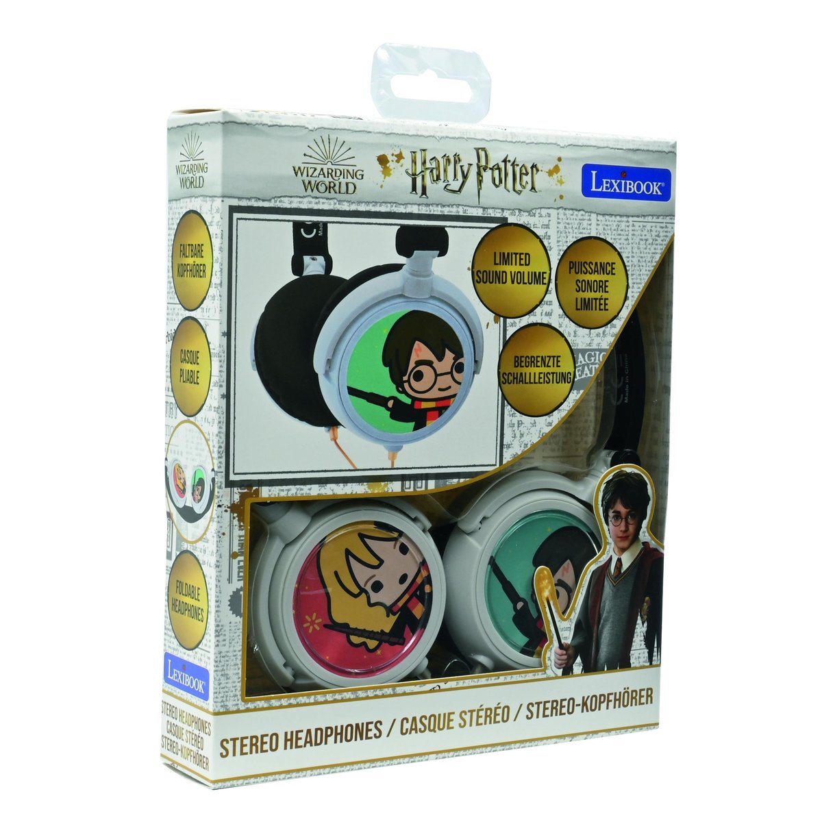 Casque stéréo filaire pliable Harry Potter blanc, LEXIBOOK