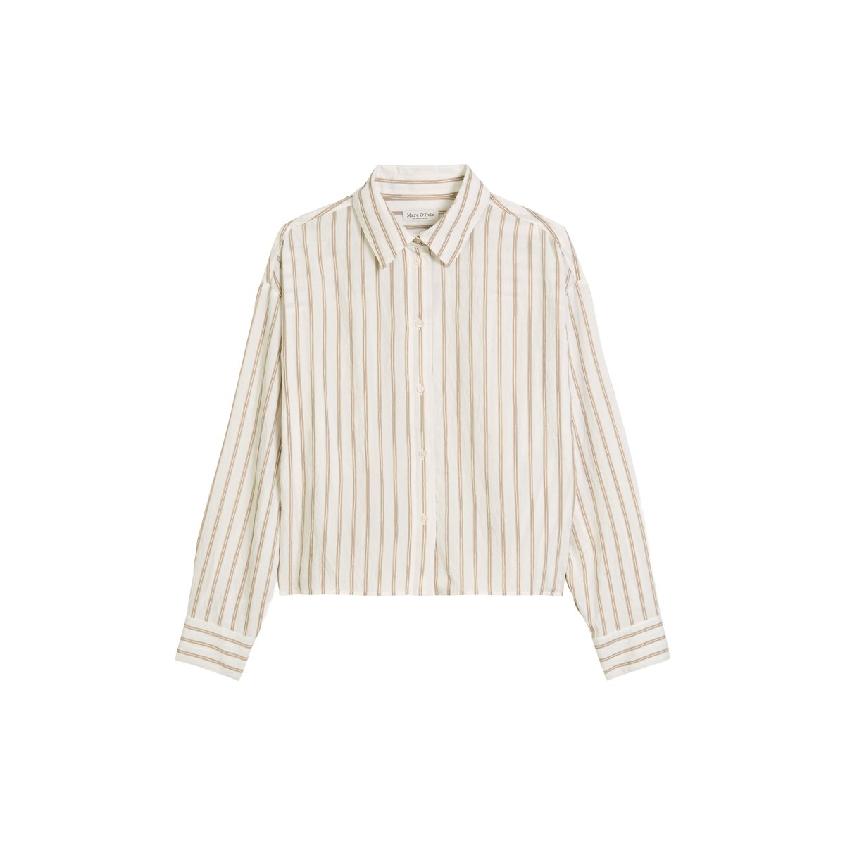 Blouse à rayures crinkle relaxed cropped en LENZING™ ECOVERO™ blanc, MARC O'POLO