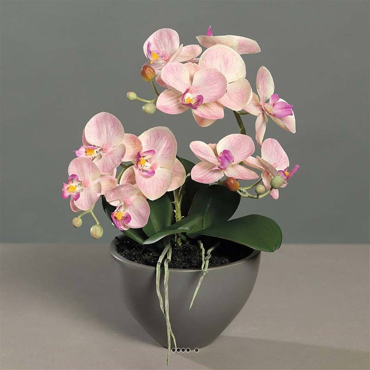 Orchidée phalaenopsis artificielle en coupe rose-crème, ARTIFICIELLES