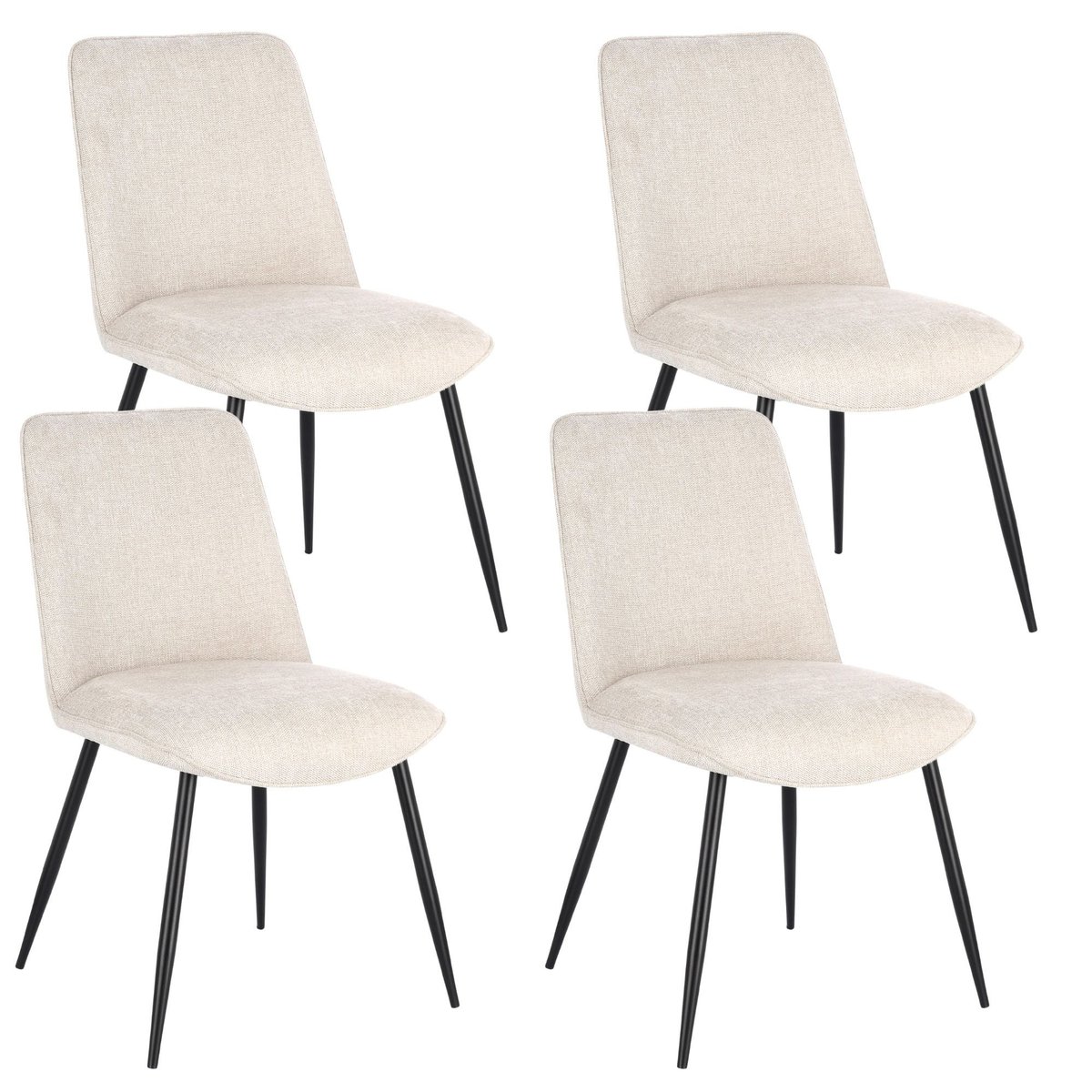 Chaises de salle à manger en tissu beige (lot de 4) - CORINE beige, HELLIN, DEPUIS 1862