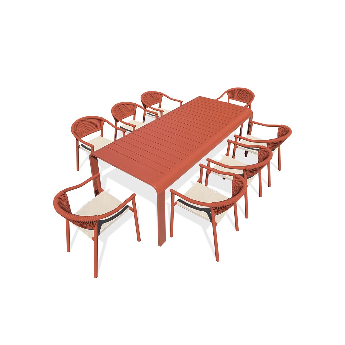 Ensemble repas de jardin en aluminium 8 places HANOI terracotta, DCB GARDEN