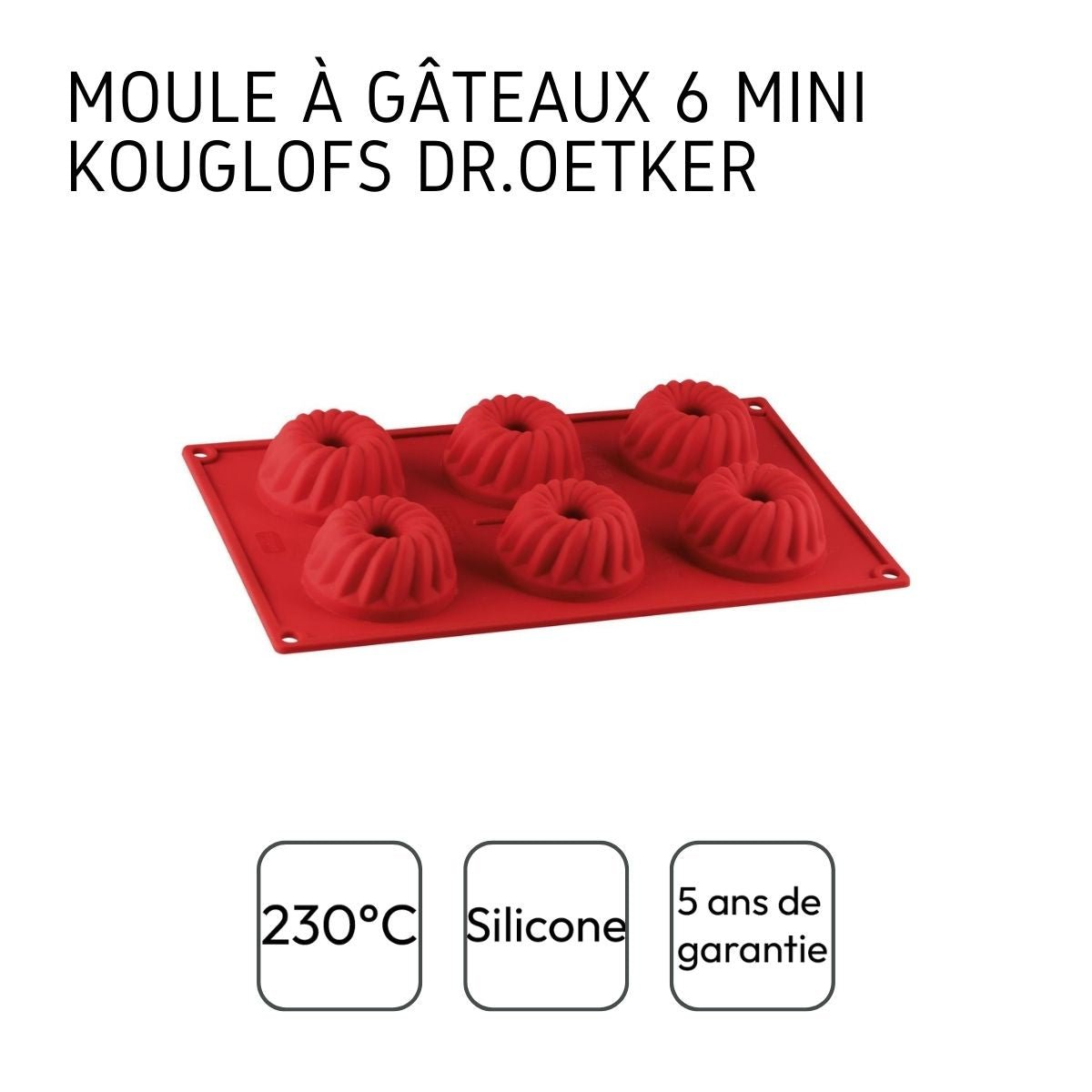 Lot de 2 moules à kougelhofs 6 empreintes rouge, DR OETKER