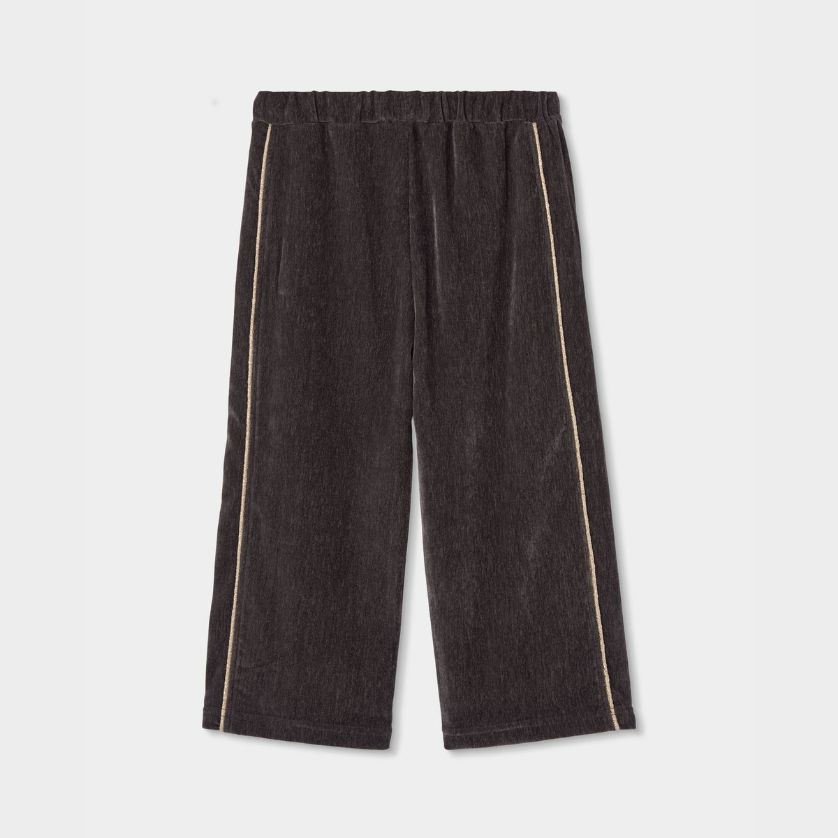Pantalon fille velours avec bande latérale marron, BOBOLI