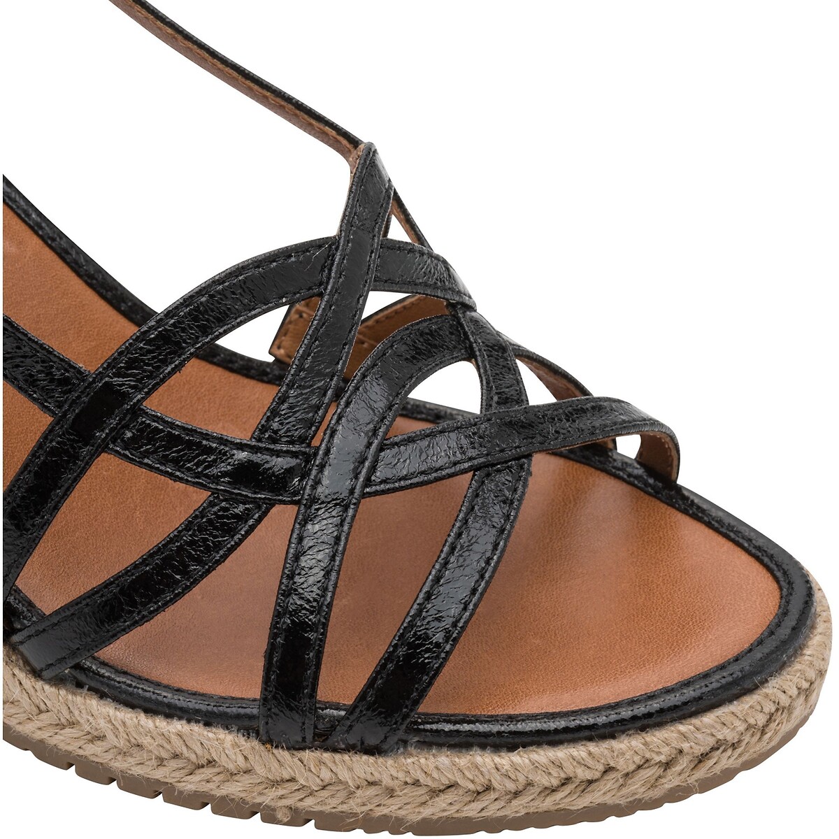 Leather Wedge Sandals black, TAMARIS