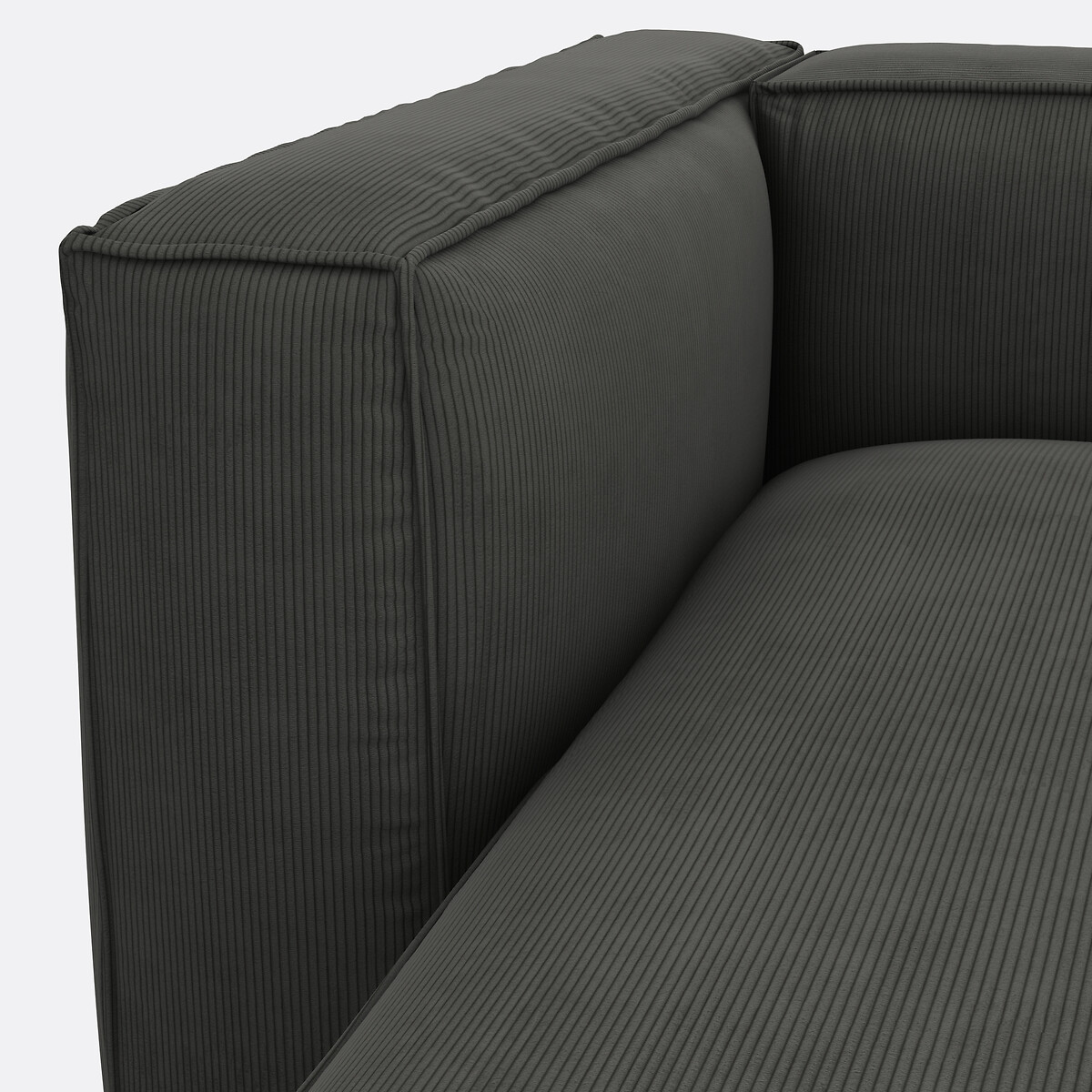 Canapé modulable d'angle gauche, en velours côtelé fines côtes, SEVEN gris, LA REDOUTE INTERIEURS