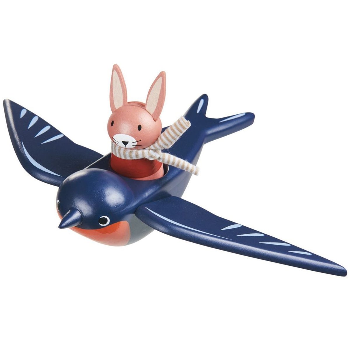 Hirondelle et son ami lapin bleu, rouge, rose, TENDER LEAF TOYS