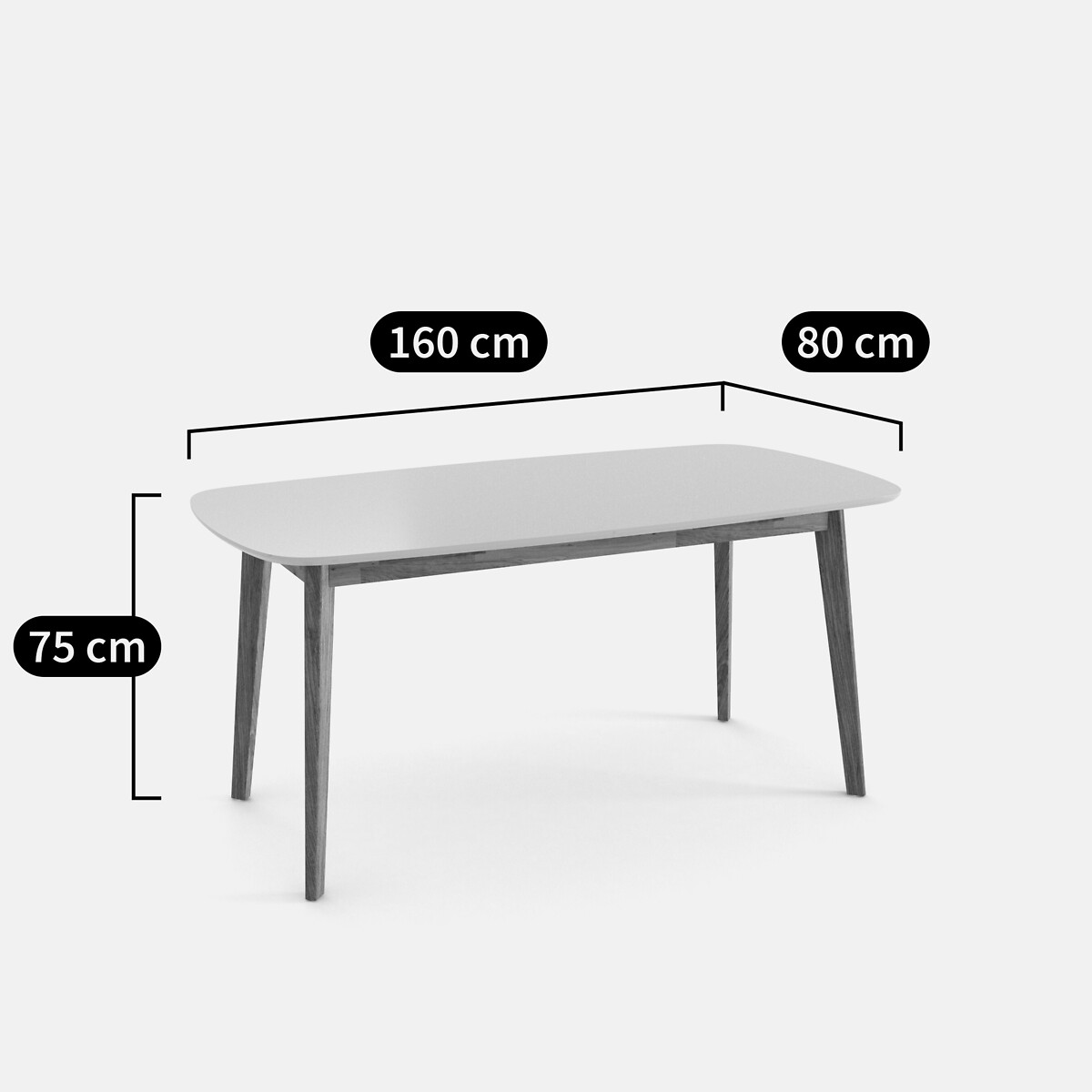 Jimi Solid Oak and Lacquer 6 Seater Dining Table white, LA REDOUTE INTERIEURS