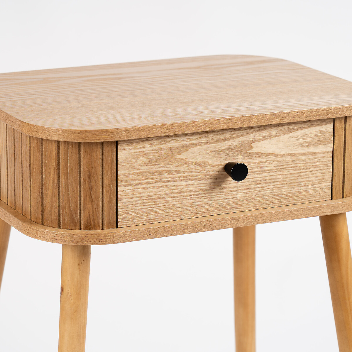 Oona Slatted Side Table with Drawer wood, SO'HOME