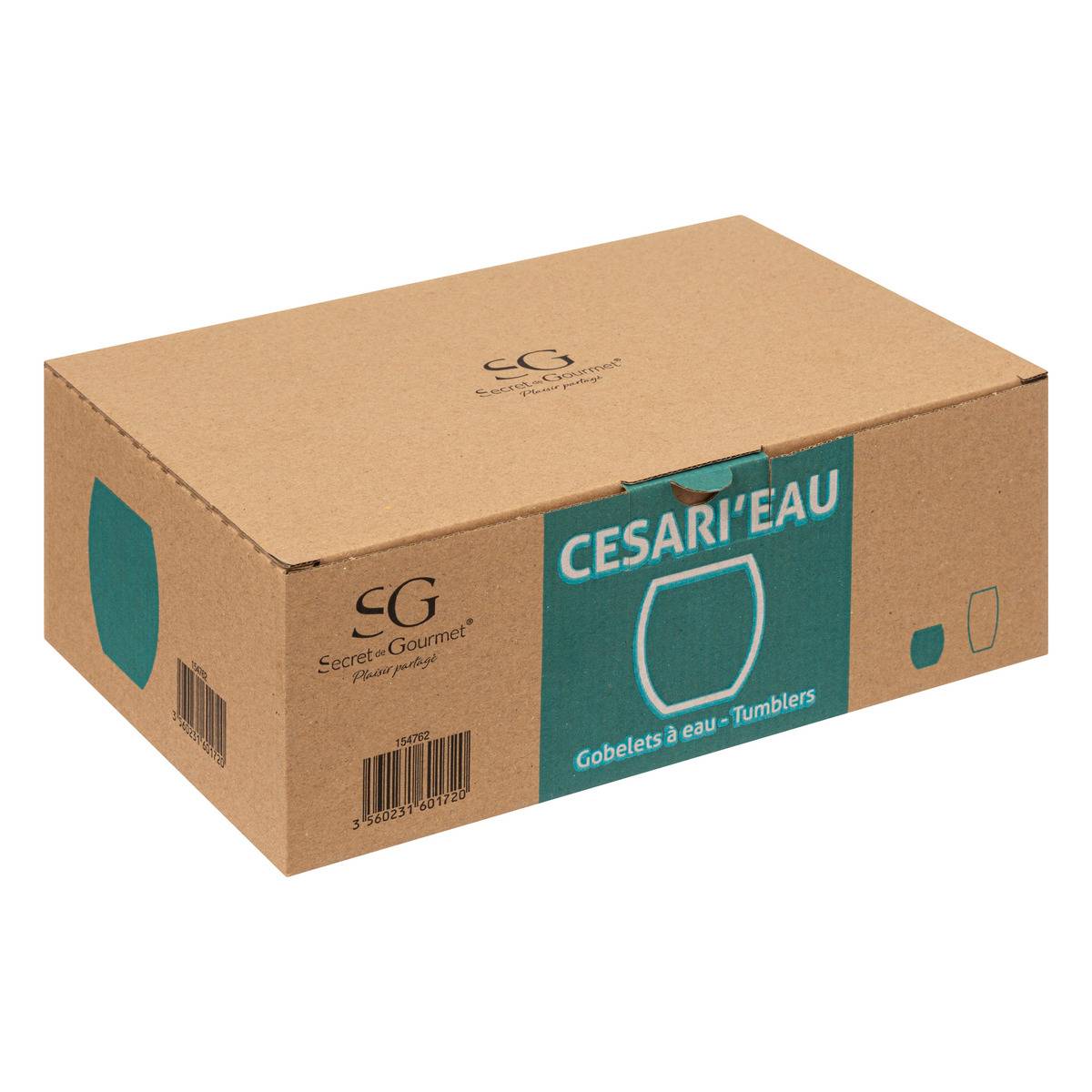 Lot de 6 verres bas en verre CESARI'EAU transparent, SECRET DE GOURMET