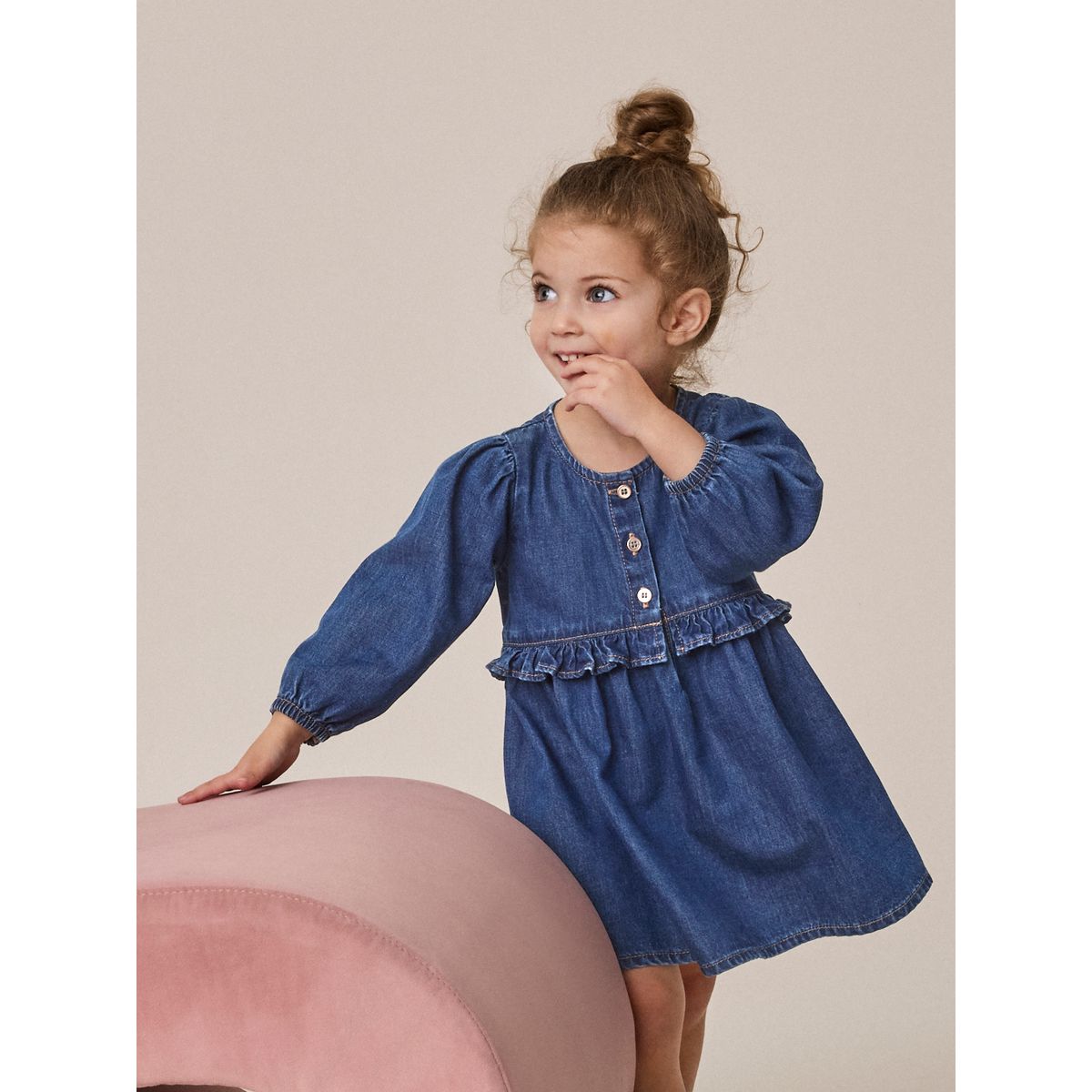 Robe en denim à manches longues jena bleu, NEXT