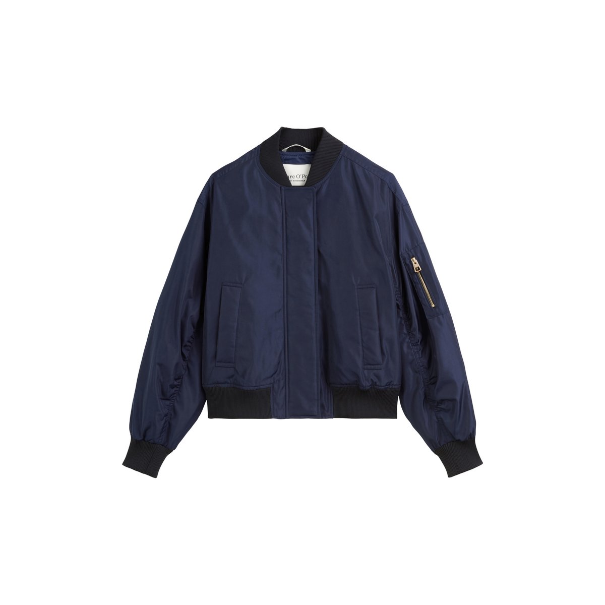 Blouson Aviator régulier en mini-canvas recyclé bleu foncé, MARC O'POLO
