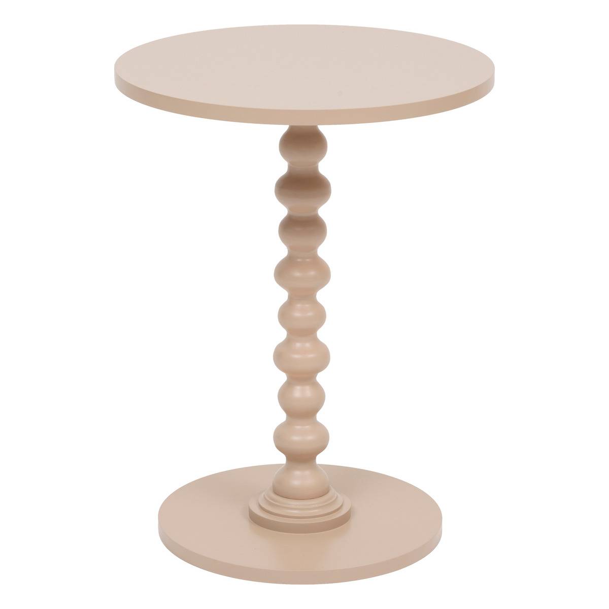 Table d’appoint ronde pied tourné bois de pin ALIX noisette, ATMOSPHERA