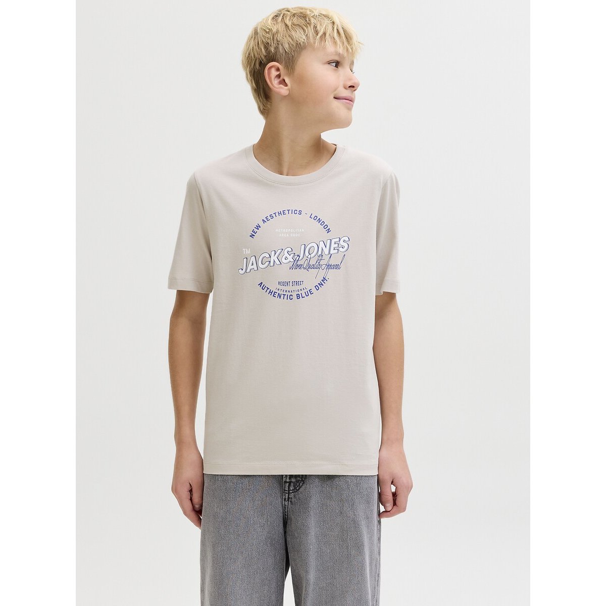 Printed Short Sleeve T-Shirt beige, JACK & JONES JUNIOR
