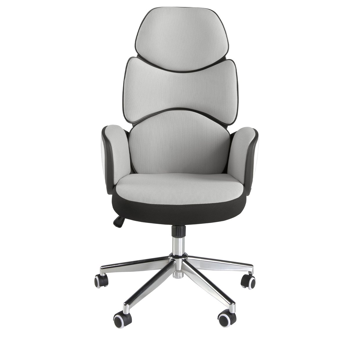 Fauteuil de bureau pivotant tissu gris clair et pvc blanc brillant grey | white | steel, ANGEL CERDA