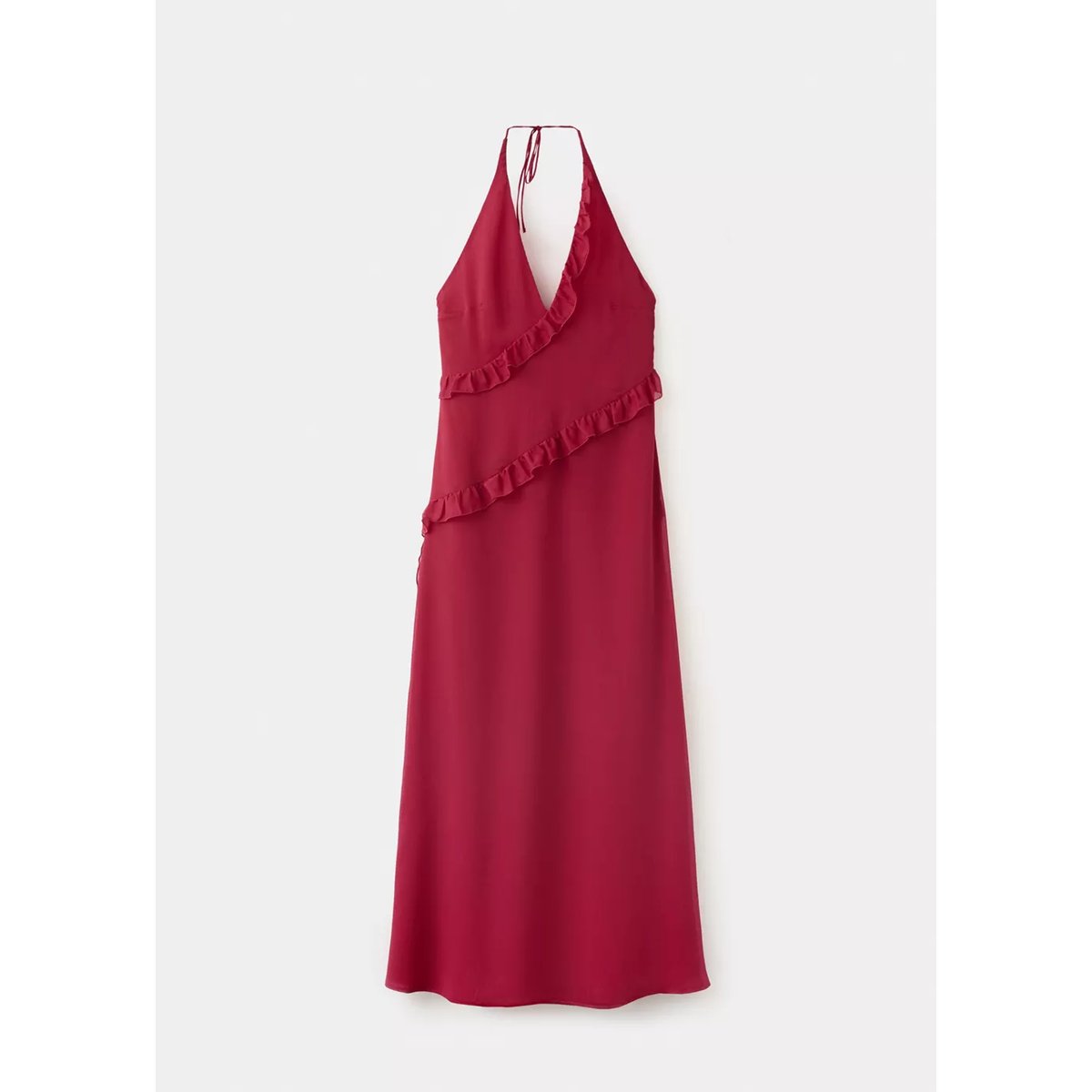Robe à emmanchures américaines à volants rouge, MANGO TEEN
