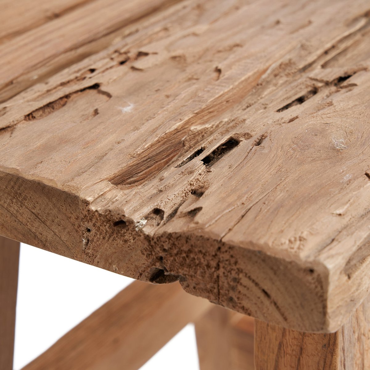 Tabouret en bois de teck récupéré YOKE beige, BAZAR BIZAR