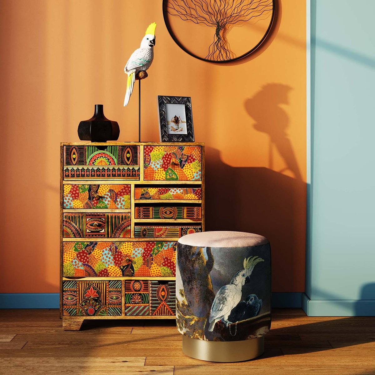 Commode motifs mandala 10 tiroirs, PARADISE multicolore, KARE DESIGN