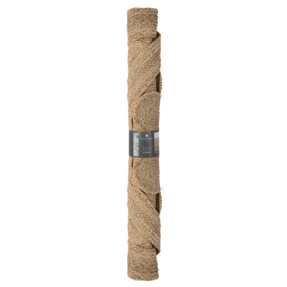 Tapis salon rond en jute ESRA beige, ATMOSPHERA