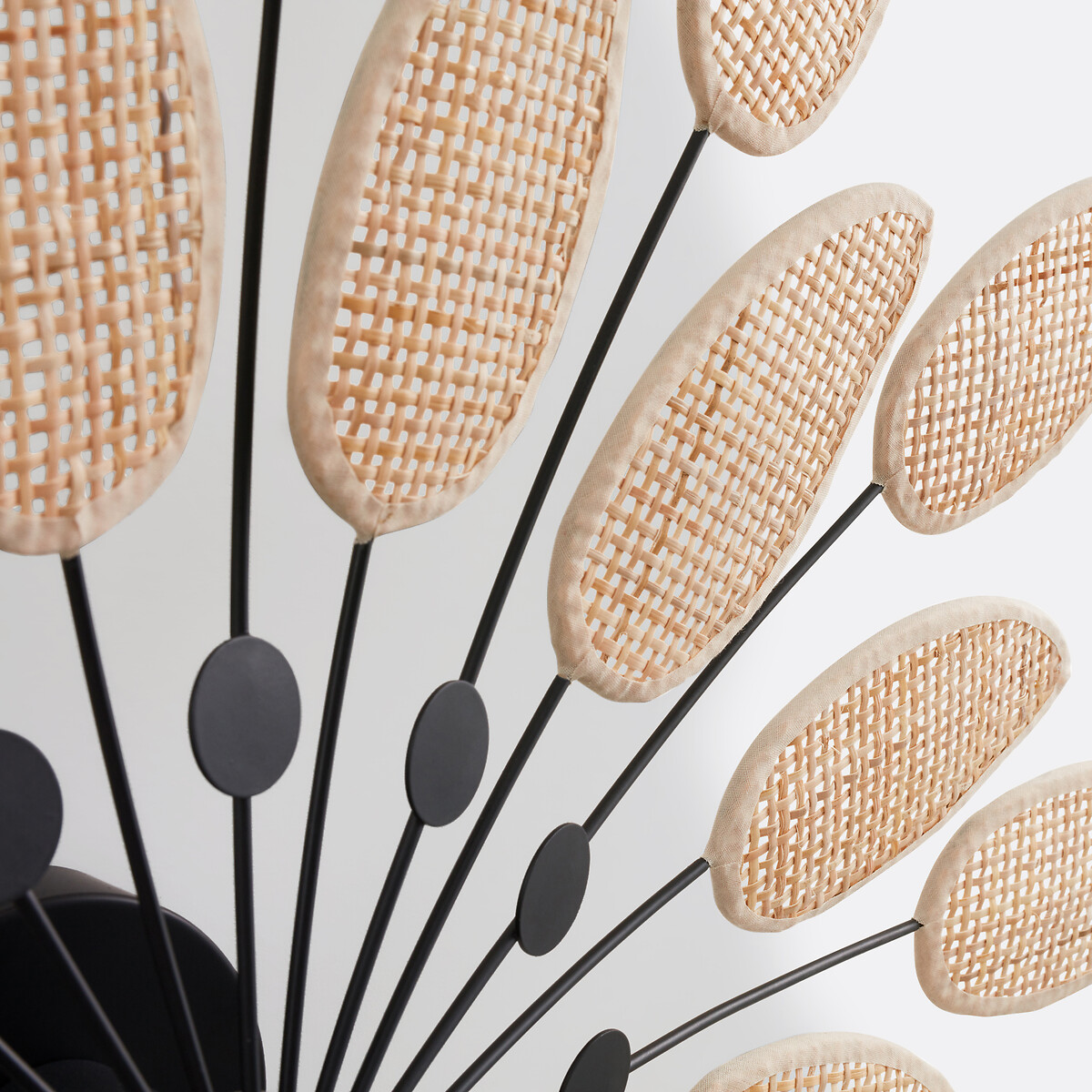 Applique ou plafonnier en métal acier et cannage diamètre 71,5 cm, LÉONIE naturel/noir, LA REDOUTE INTERIEURS