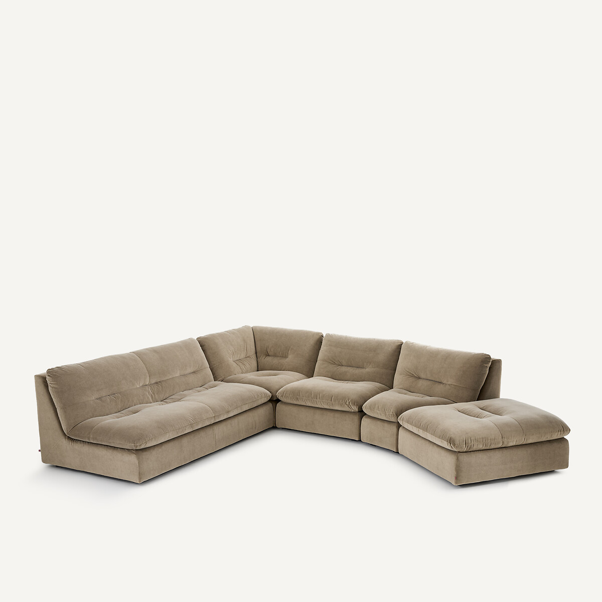 Repose-pieds modulable en velours stonewashed, GIULIANO gris shiitaké, AM.PM