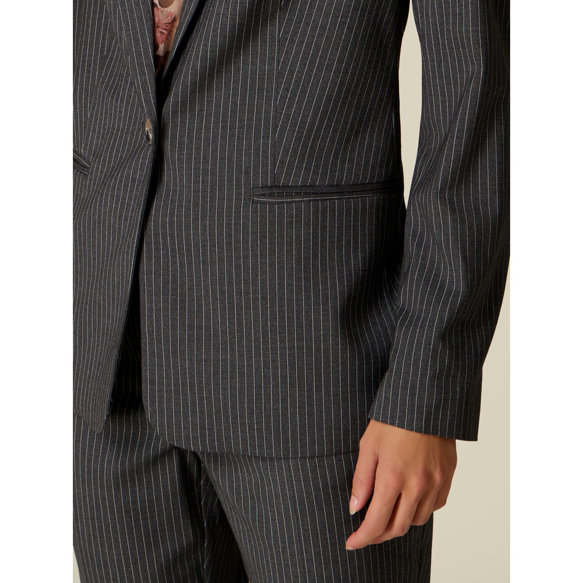 Blazer croisé à rayures tennis gris, OLTRE