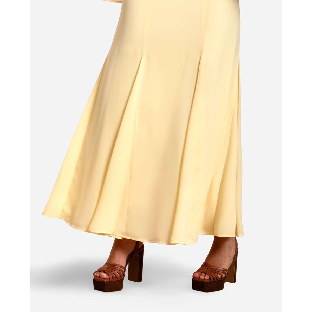 Robe longue à bretelles de coupe empire CARLOTA jaune, THE-ARE