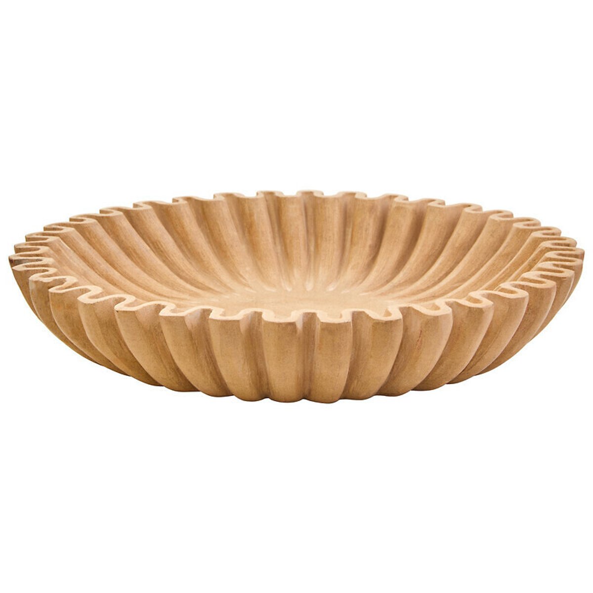 Large Decorative Fluted Marble Bowl in Ochre yellow, FIFTY FIVE SOUTH