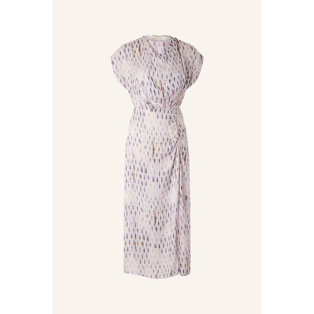 Buenasera Printed Midi Dress with Short Sleeves pink print, SESSUN