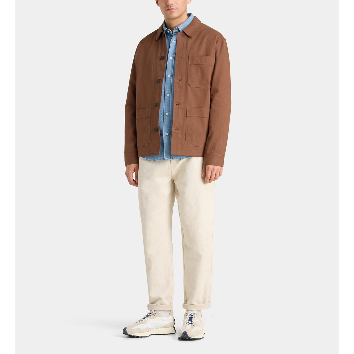 Veste worker natelier en coton marron chocolat, GALERIES LAFAYETTE