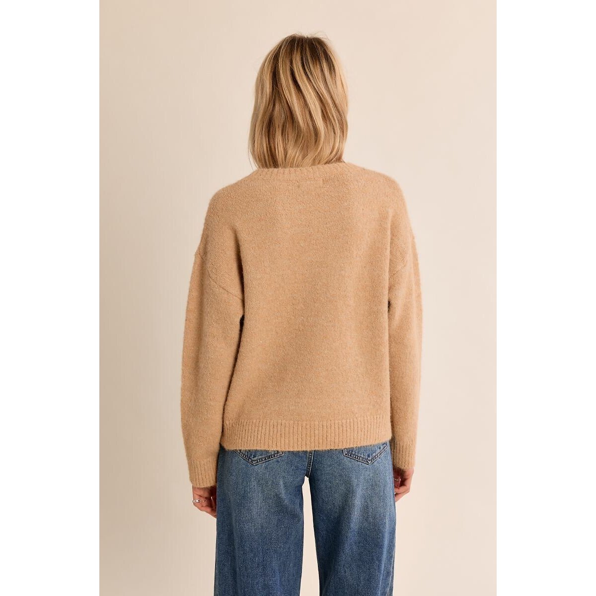 Trui met ronde hals en zecchinomotieven beige   , MOLLY BRACKEN