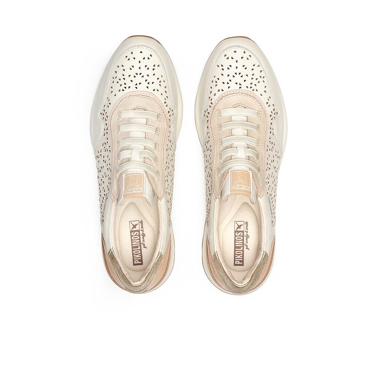 Arrecife Openwork Leather Trainers white, PIKOLINOS