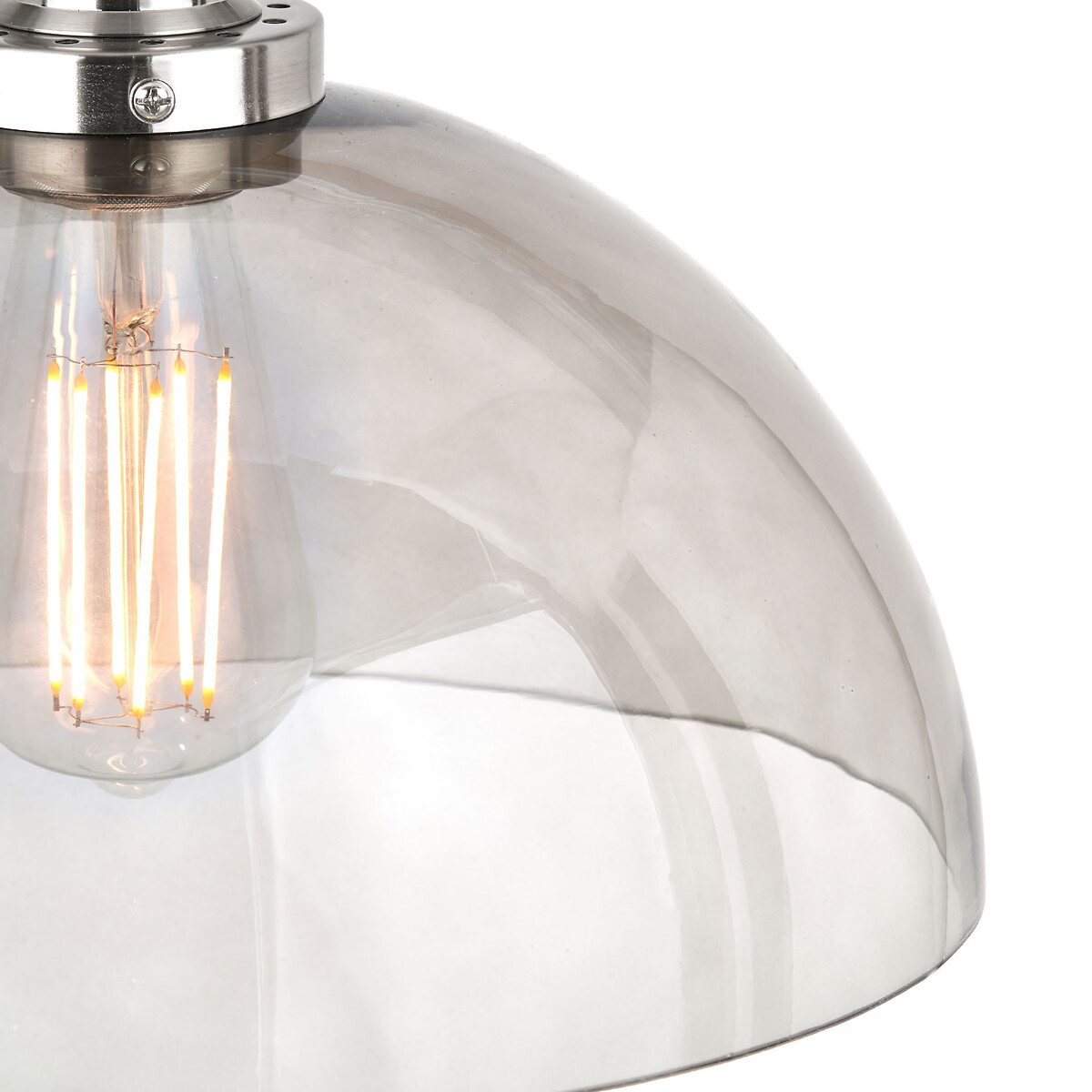 Clementine Glass Dome Pendant in Silver smoky glass, SO'HOME