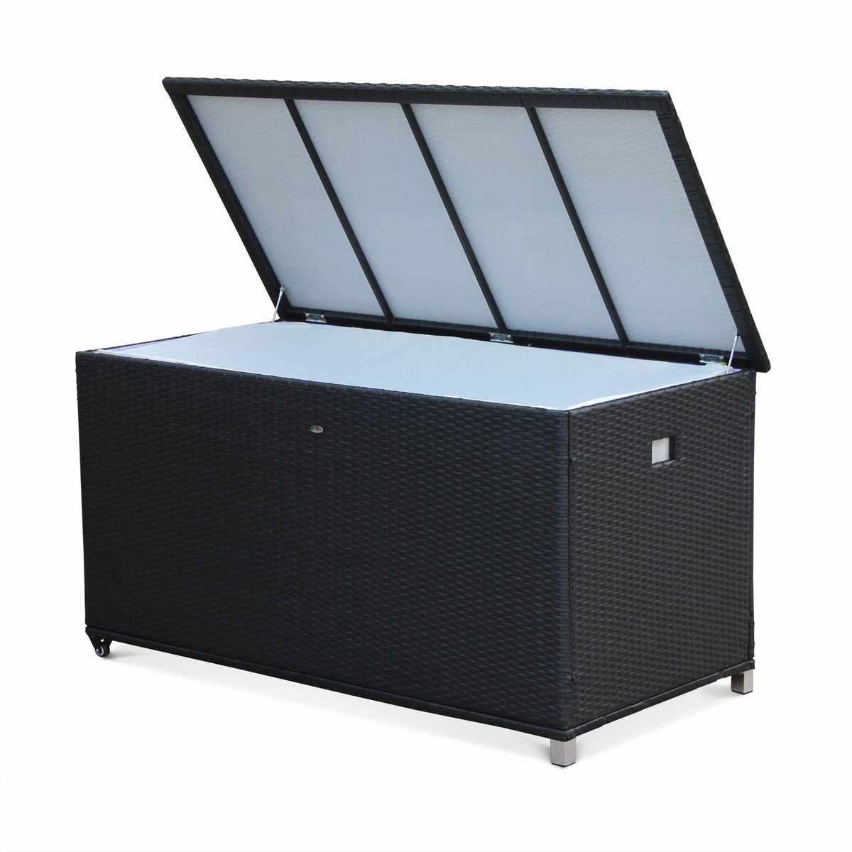 Coffre de jardin résine tressée 790L CASSAPANCA nuances de gris, SWEEEK