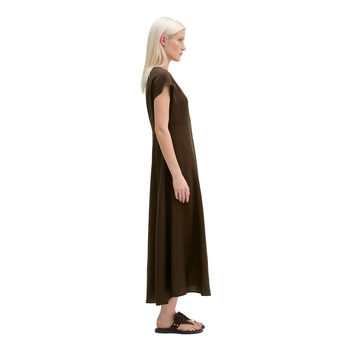 Robe crinkle regular en mélange de viscose gris foncé, MARC O'POLO