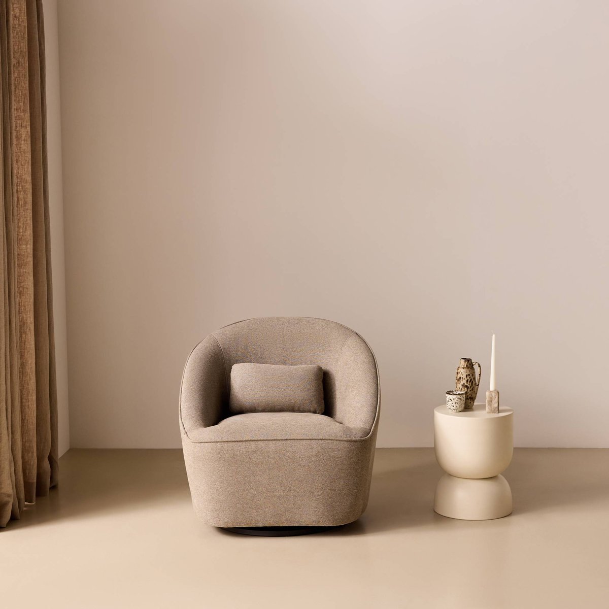 Fauteuil pivotant 360 avec coussin tissu LANA gris foncé, SWEEEK