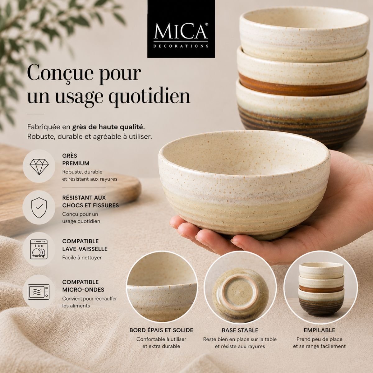 Coupe décorative ETHAN brun, MICA DECORATIONS