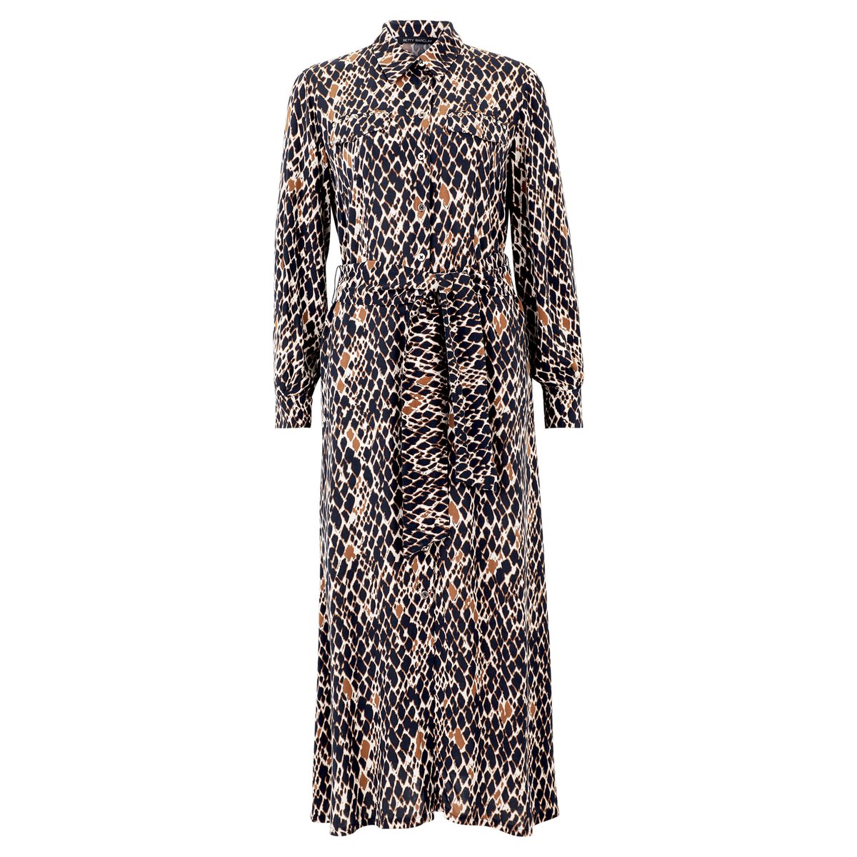 Robe-chemisier à ceinture à nouer dark blue/brown, BETTY BARCLAY