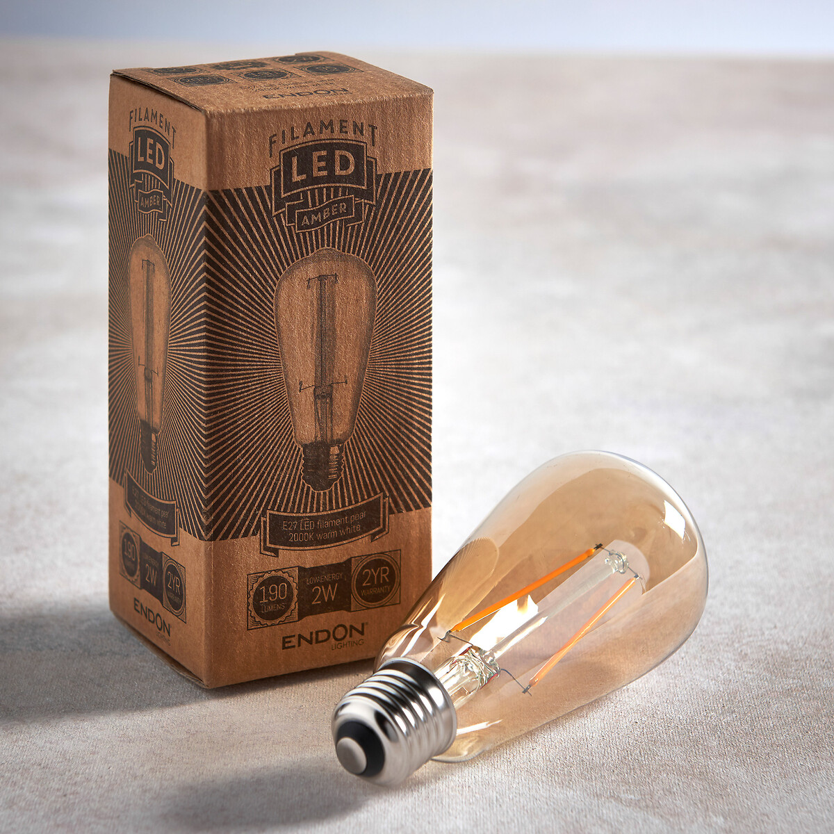 E27 2W LED Filament Pear Bulb in Warm White brown              , ÉDITÉ
