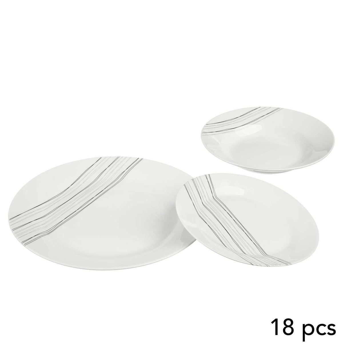 Service vaisselle en porcelaine 18 pièces LIGNES blanc, SECRET DE GOURMET