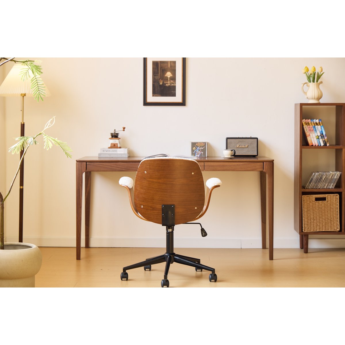 Chaise de bureau en bois, KOLDING blanc, NORDLYS